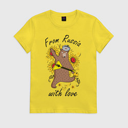 Футболка хлопковая женская From Russia with love, цвет: желтый