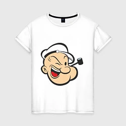 Футболка хлопковая женская Popeye Face, цвет: белый