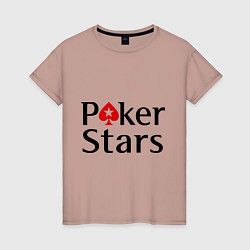 Футболка хлопковая женская Poker Stars, цвет: пыльно-розовый