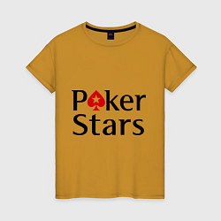 Футболка хлопковая женская Poker Stars, цвет: горчичный