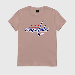 Футболка хлопковая женская Washington Capitals, цвет: пыльно-розовый