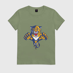 Футболка хлопковая женская Florida Panthers, цвет: авокадо