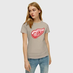 Футболка хлопковая женская Detroit Red Wings, цвет: миндальный — фото 2