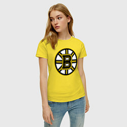 Футболка хлопковая женская Boston Bruins, цвет: желтый — фото 2