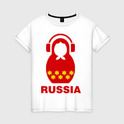 Футболка хлопковая женская Russia dj, цвет: белый