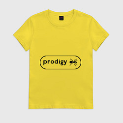 Футболка хлопковая женская Prodigy лого с муравьем, цвет: желтый