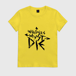 Футболка хлопковая женская The Prodigy: Invaders Must Die, цвет: желтый