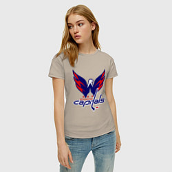 Футболка хлопковая женская Washington Capitals: Ovechkin, цвет: миндальный — фото 2