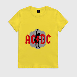 Футболка хлопковая женская AC/DC: Angus Young, цвет: желтый