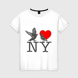 Футболка хлопковая женская Birds: Love NY, цвет: белый