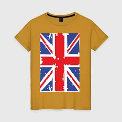 Футболка хлопковая женская Британский флаг, цвет: горчичный