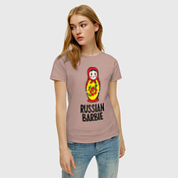 Футболка хлопковая женская Russian Barbie, цвет: пыльно-розовый — фото 2