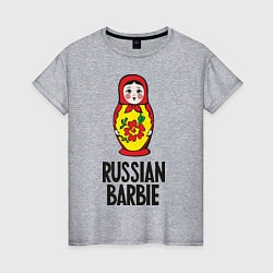 Футболка хлопковая женская Russian Barbie, цвет: меланж