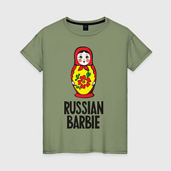 Футболка хлопковая женская Russian Barbie, цвет: авокадо