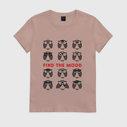 Футболка хлопковая женская Owl: find the moon, цвет: пыльно-розовый