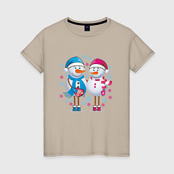 Женская футболка Влюбленные снеговики