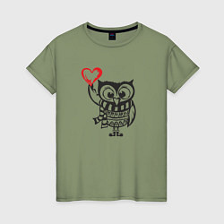 Женская футболка Сова с сердцем