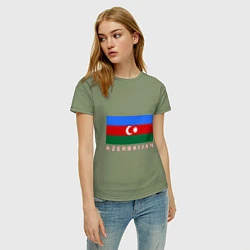 Футболка хлопковая женская Азербайджан, цвет: авокадо — фото 2