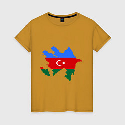 Футболка хлопковая женская Azerbaijan map, цвет: горчичный