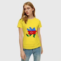 Футболка хлопковая женская Azerbaijan map, цвет: желтый — фото 2