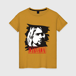 Футболка хлопковая женская Nirvana: Kurt Cobain, цвет: горчичный