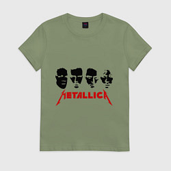 Футболка хлопковая женская Metallica (Лица), цвет: авокадо