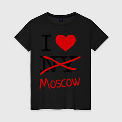 Футболка хлопковая женская I love Moscow, цвет: черный