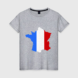 Футболка хлопковая женская Франция (France), цвет: меланж