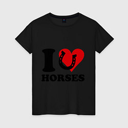 Женская футболка Я люблю коней