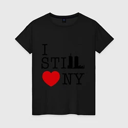 Футболка хлопковая женская I still love NY, цвет: черный
