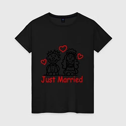 Футболка хлопковая женская Just married (Молодожены), цвет: черный