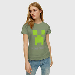 Футболка хлопковая женская Minecraft logo grey, цвет: авокадо — фото 2