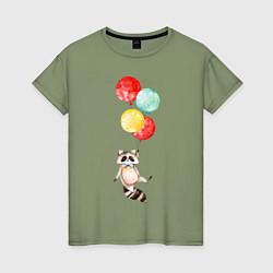 Женская футболка Енот на шариках