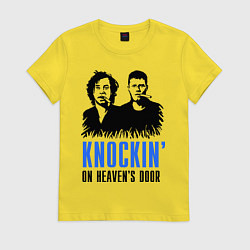 Футболка хлопковая женская Knockin on heaven's door, цвет: желтый