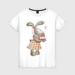 Женская футболка Крольчиха с тортом