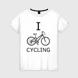 Футболка хлопковая женская I love cycling, цвет: белый