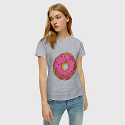 Футболка хлопковая женская Сладкий пончик, цвет: меланж — фото 2