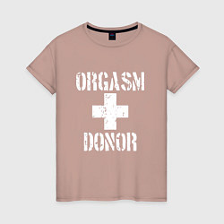 Футболка хлопковая женская Orgasm + donor, цвет: пыльно-розовый