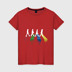 Футболка хлопковая женская Beatles Color, цвет: красный