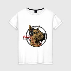 Женская футболка Dog: music is my life