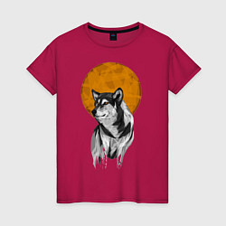 Женская футболка Волк под луной