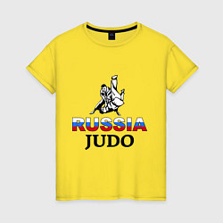 Футболка хлопковая женская Russia judo, цвет: желтый