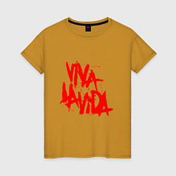 Футболка хлопковая женская Viva La Vida, цвет: горчичный