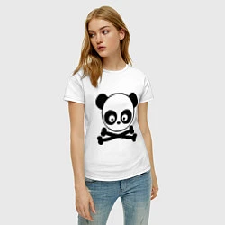 Футболка хлопковая женская Skull panda, цвет: белый — фото 2