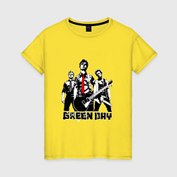 Футболка хлопковая женская Группа Green Day, цвет: желтый