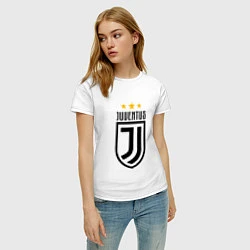 Футболка хлопковая женская Juventus FC: 3 stars, цвет: белый — фото 2