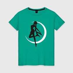 Футболка хлопковая женская Луна, цвет: зеленый