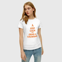 Футболка хлопковая женская Keep Calm & Grab a Crowbar, цвет: белый — фото 2