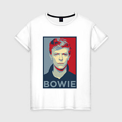 Футболка хлопковая женская Bowie Poster, цвет: белый