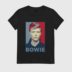Футболка хлопковая женская Bowie Poster, цвет: черный